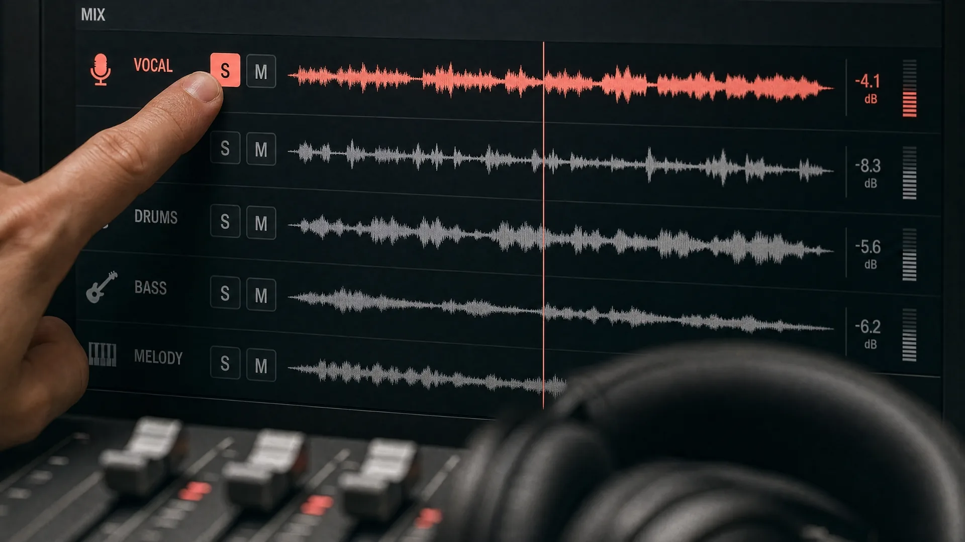 Singer performing a generated track in the studio