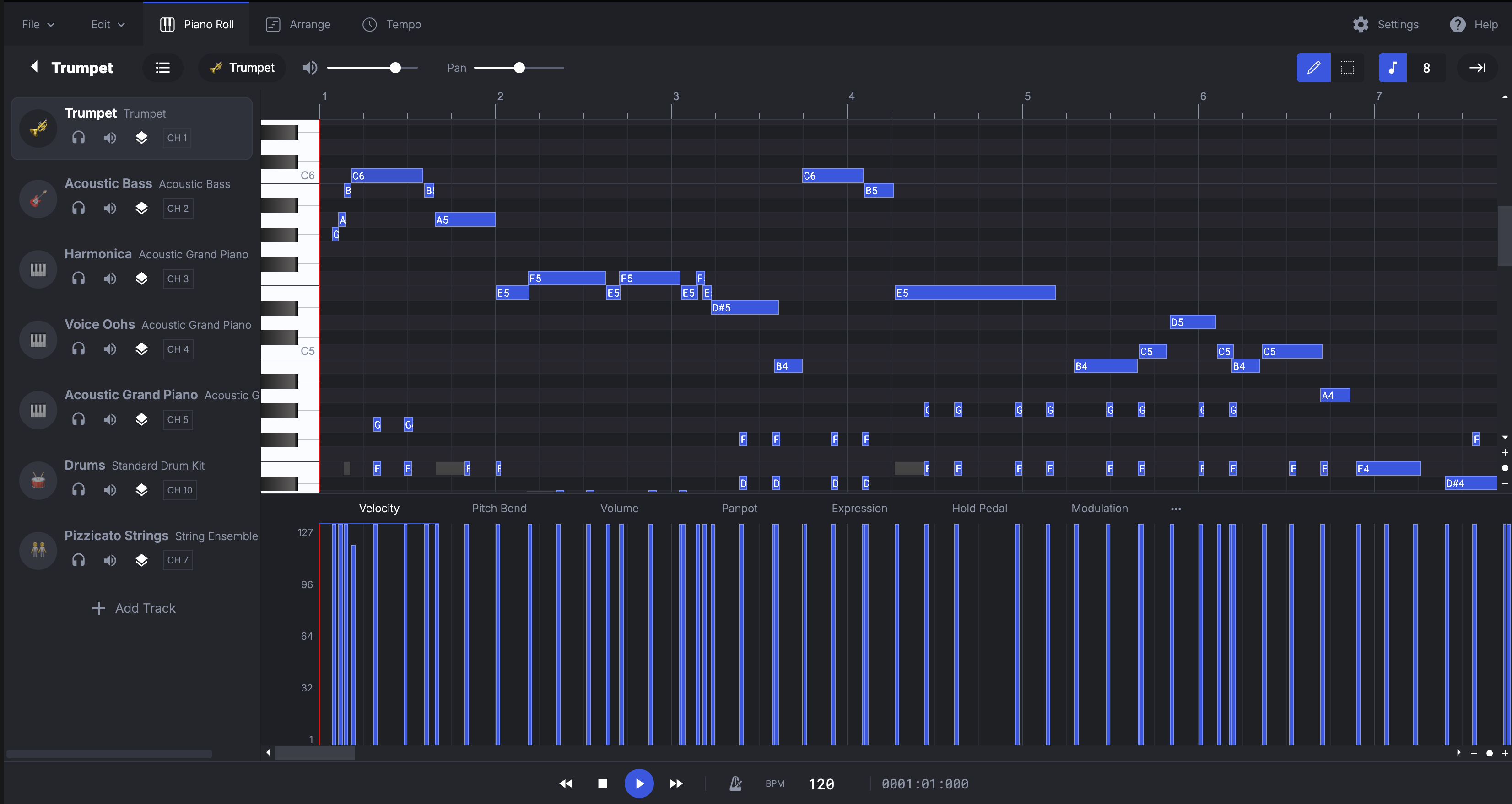 MIDI Editor Interface